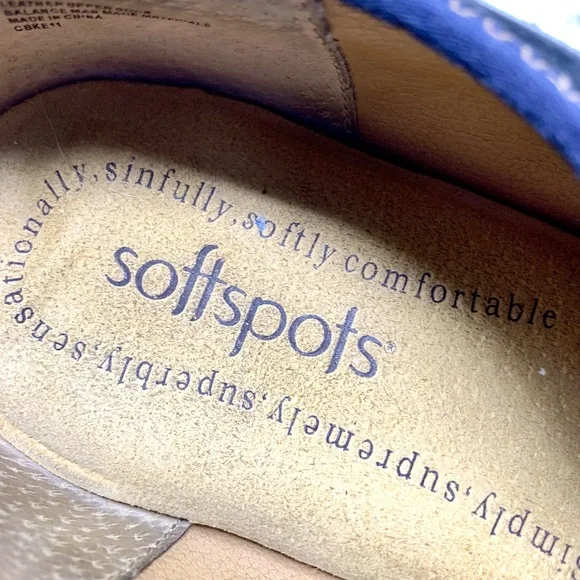 Softspots Navy Suede/Leather Comfort Sneakers 8.5 Wide Casual Sporty - Picture 12 of 12